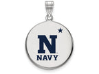 LogoArt Sterling Silver Navy Large Enamel Disc Pendant Necklace