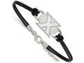 Logoart 925 Sterling Silver Xavier University Black Leather Bracelet