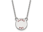 LogoArt Sterling Silver Alpha Phi Extra Small Enameled Pendant Necklace With 18 Inch