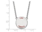 LogoArt Sterling Silver Chi Omega Small Enameled Pendant Necklace With 18 Inch
