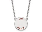 LogoArt Sterling Silver Chi Omega Small Enameled Pendant Necklace With 18 Inch