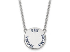 LogoArt Sterling Silver Phi Sigma Sigma Small Enameled Pendant Necklace With 18 Inch