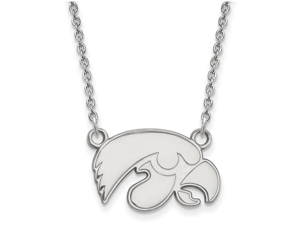 LogoArt Sterling Silver University Of Iowa Small Pendant Necklace