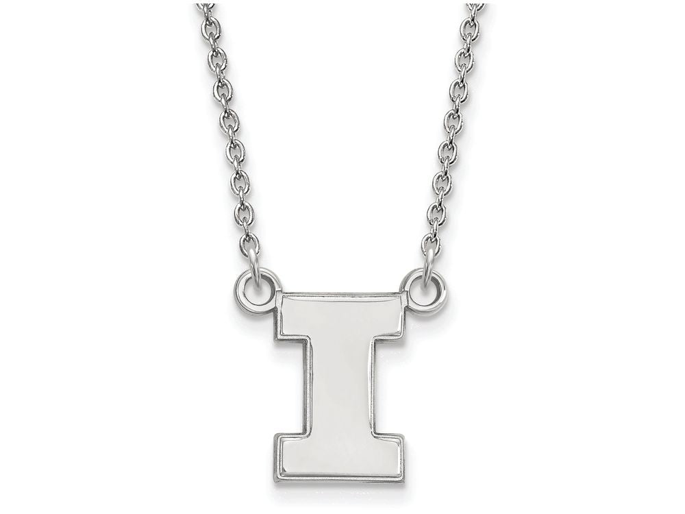 LogoArt Sterling Silver University Of Illinois Small Pendant Necklace