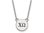 LogoArt Sterling Silver Chi Omega Extra Small Enameled Pendant Necklace With 18 Inch
