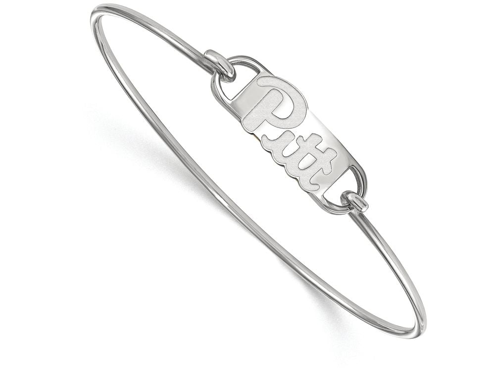 LogoArt Sterling Silver University Of Pittsburgh Small Ctr Wire Bangle