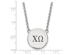 LogoArt Sterling Silver Chi Omega Small Enameled Pendant Necklace With 18 Inch