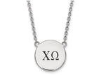LogoArt Sterling Silver Chi Omega Small Enameled Pendant Necklace With 18 Inch
