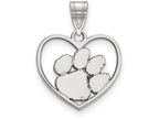 LogoArt Sterling Silver Clemson University Pendant Necklace In Heart