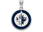 LogoArt Sterling Silver Winnipeg Jets Large Enamel Pendant Necklace