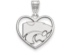 LogoArt Sterling Silver Kansas State University Pendant Necklace In Heart