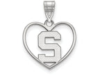 LogoArt Sterling Silver Michigan State University Pendant Necklace In Heart