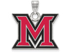 LogoArt Sterling Silver Miami University Large Enamel Pendant Necklace