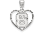 LogoArt Sterling Silver North Carolina State University Pendant Necklace In Heart