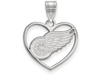 LogoArt Sterling Silver Detroit Red Wings Pendant Necklace In Heart