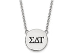 LogoArt Sterling Silver Sigma Delta Tau Small Enameled Pendant Necklace With 18 Inch