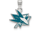 LogoArt Sterling Silver San Jose Sharks Small Enamel Pendant Necklace