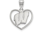 LogoArt Sterling Silver University Of Wisconsin Pendant Necklace In Heart