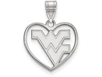LogoArt Sterling Silver West Virginia University Pendant Necklace In Heart