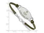 LogoArt Sterling Silver Alpha Sigma Tau Enameled Oval Leather Bracelet