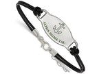 Logoart 925 Sterling Silver Alpha Sigma Tau Enameled Oval Black Leather Bracelet