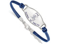 LogoArt Sterling Silver Alpha Xi Delta Enameled Leather Bracelet