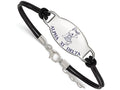 Logoart 925 Sterling Silver Alpha Xi Delta Enameled Black Leather Bracelet