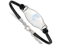 LogoArt Sterling Silver Delta Delta Delta Enameled Oval Leather Bracelet