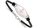 Logoart 925 Sterling Silver Delta Gamma Enameled Oval Black Leather Bracelet
