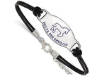 Logoart 925 Sterling Silver Delta Phi Epsilon Enameled Oval Black Leather Bracelet