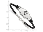 LogoArt Sterling Silver Kappa Alpha Theta Enameled Oval Leather Bracelet