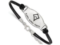 LogoArt Sterling Silver Kappa Alpha Theta Enameled Oval Leather Bracelet