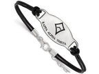 LogoArt Sterling Silver Kappa Alpha Theta Enameled Oval Leather Bracelet