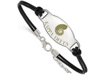 Logoart 925 Sterling Silver Kappa Delta Enameled Oval Black Leather Bracelet