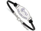 Logoart 925 Sterling Silver Kappa Kappa Gamma Enameled Black Leather Bracelet