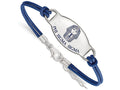 LogoArt Sterling Silver Phi Sigma Sigma Enameled Oval Leather Bracelet