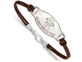 LogoArt Sterling Silver Sigma Delta Tau Enameled Oval Leather Bracelet