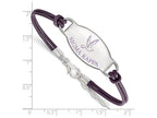 LogoArt Sterling Silver Sigma Kappa Enameled Oval Leather Bracelet