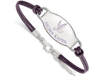 LogoArt Sterling Silver Sigma Kappa Enameled Oval Leather Bracelet