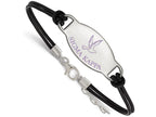 Logoart 925 Sterling Silver Sigma Kappa Enameled Oval Black Leather Bracelet