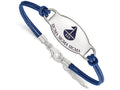 LogoArt Sterling Silver Sigma Sigma Sigma Enameled Oval Leather Bracelet