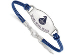 LogoArt Sterling Silver Sigma Sigma Sigma Enameled Oval Leather Bracelet