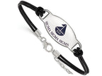 Logoart 925 Sterling Silver Sigma Sigma Sigma Enamel Oval Black Leather Bracelet