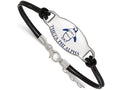 Logoart 925 Sterling Silver Theta Phi Alpha Enameled Black Leather Bracelet