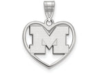 LogoArt Sterling Silver Michigan (univ Of) Pendant Necklace In Heart