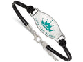Logoart 925 Sterling Silver Zeta Tau Alpha Enameled Oval Black Leather Bracelet