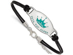 Logoart 925 Sterling Silver Zeta Tau Alpha Enameled Oval Black Leather Bracelet