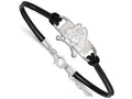 LogoArt Sterling Silver East Carolina University Leather Bracelet Small Center