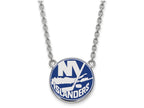 LogoArt Sterling Silver New York Islanders Large Enamel Pendant Necklace