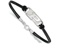 LogoArt Sterling Silver Purdue Leather Bracelet Small Center